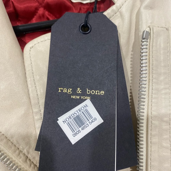 Rag and Bone Women’s Lyon Lamb Leather Jacket in Ivory, Size 6 - Picture 4 of 7